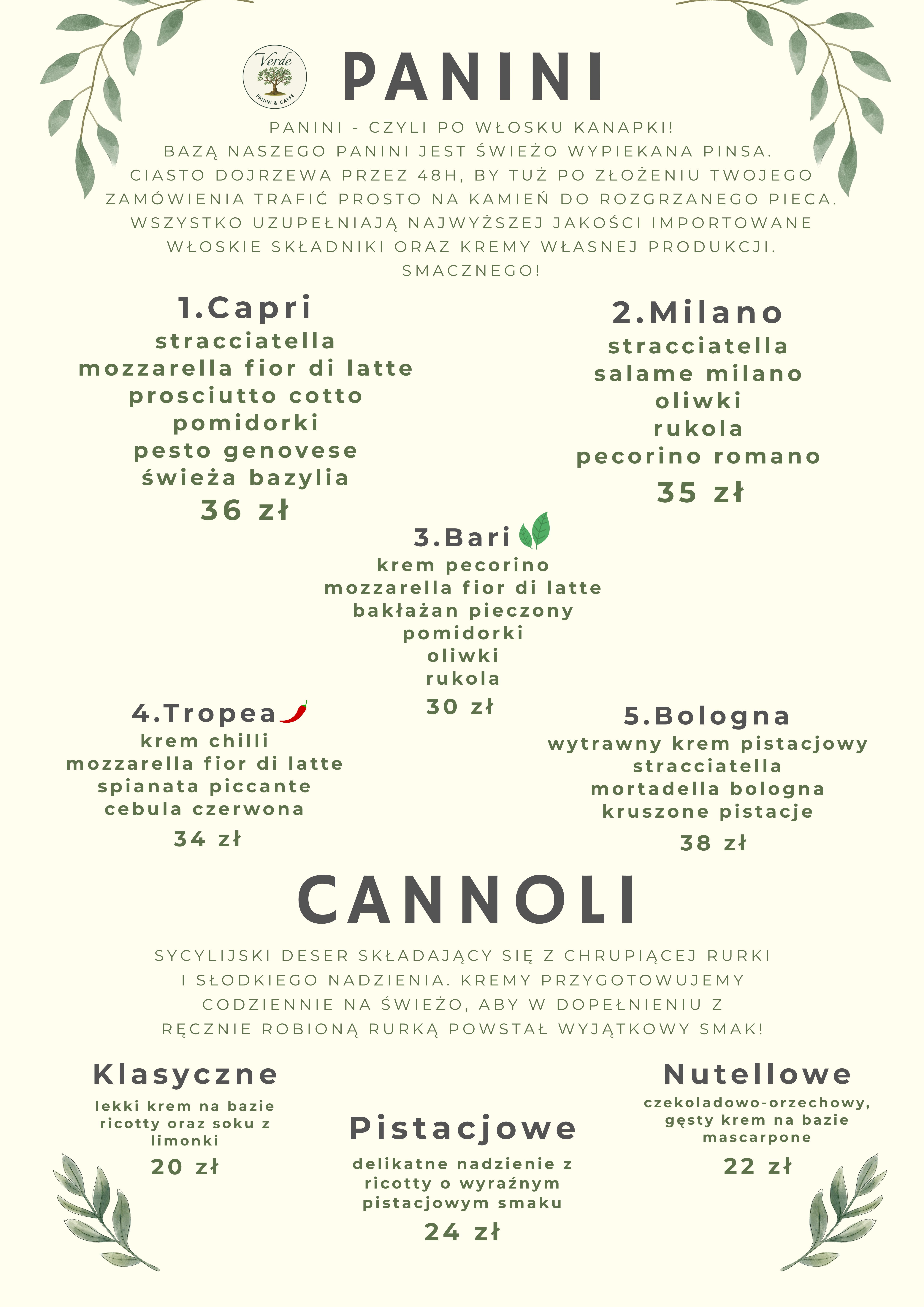 Menu Verde Panini&Caffè — strona 1